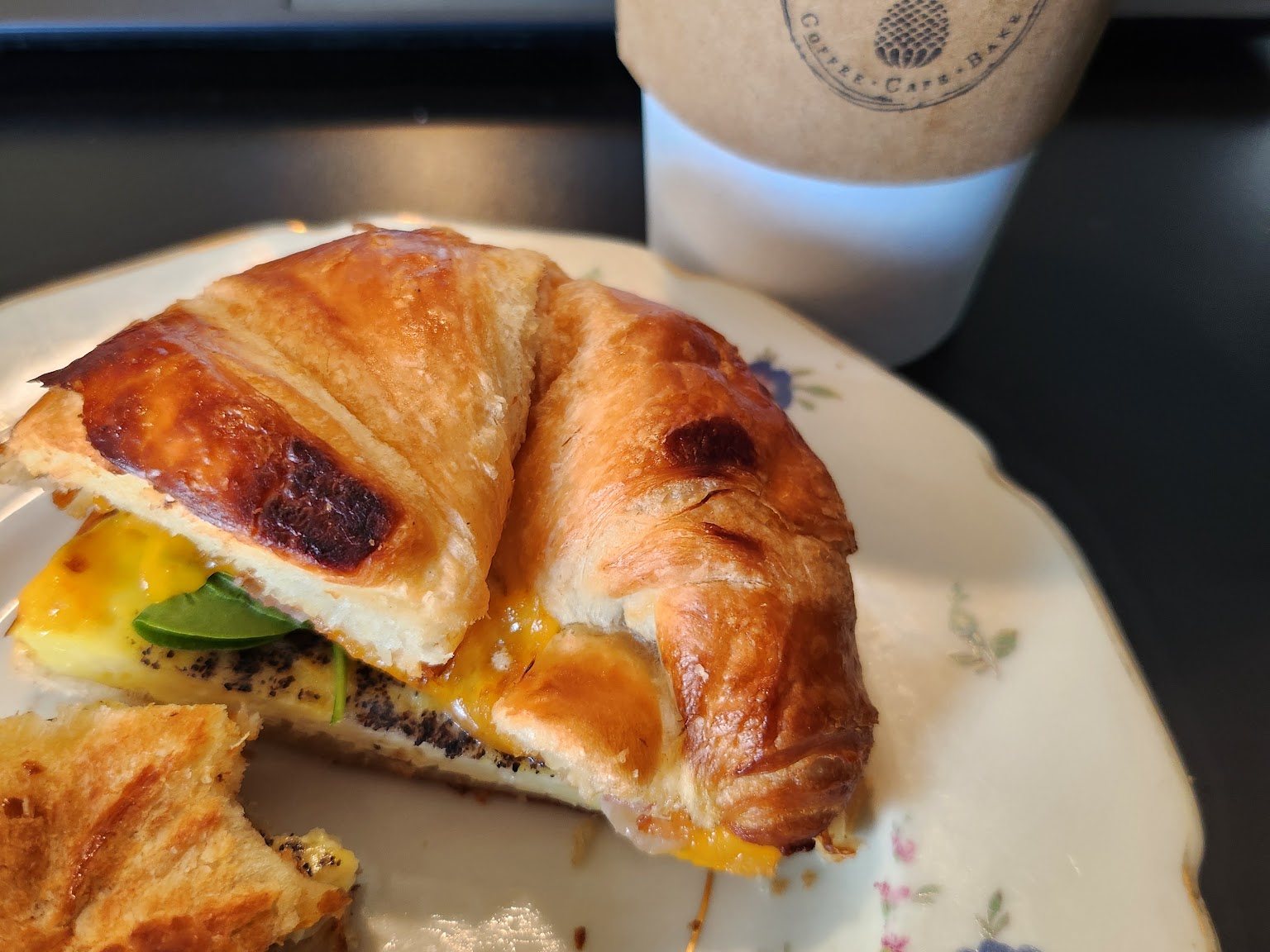 Croissant breakfast sandwich