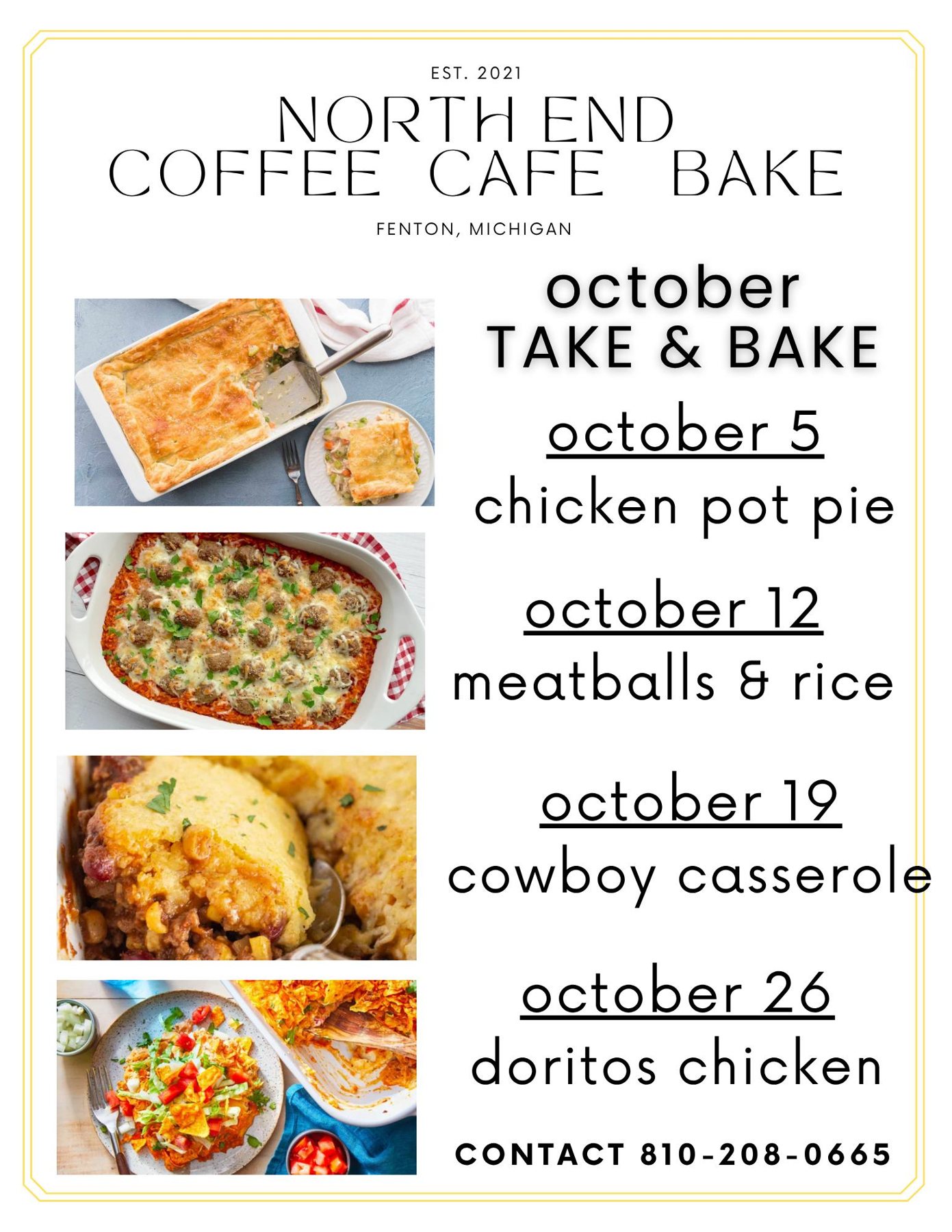 October Take & Bake schedule